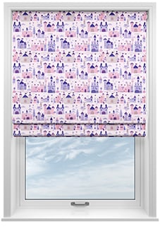 Magic Castle, Fairy Purple - Motorised Roman Blind